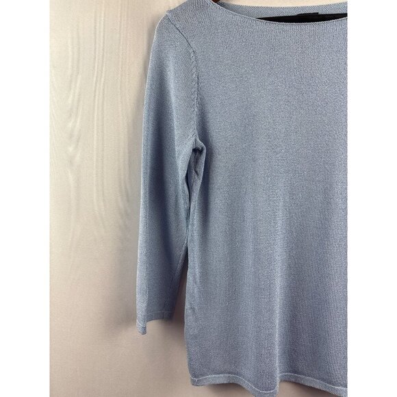 Eileen Fisher Womens Small Blue Boat Neck Sweater - Picture 4 of 6